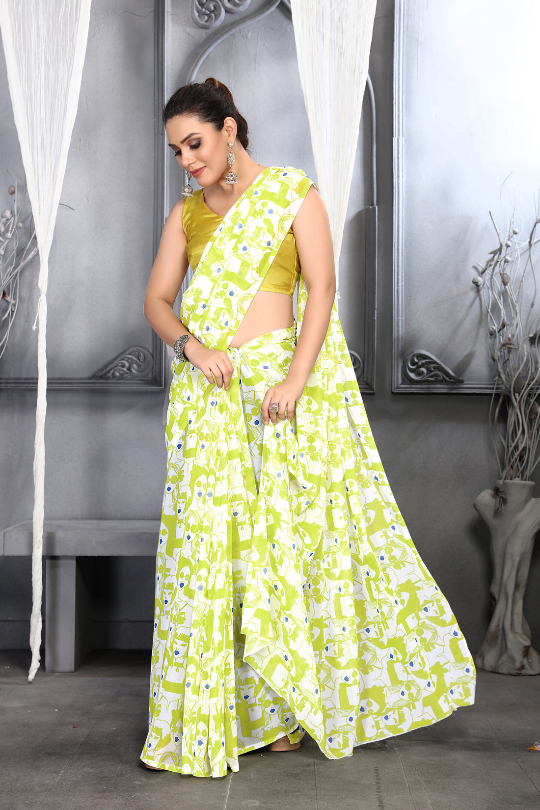Elegant Faux Georgette Saree with Pure Raw Silk Blouse